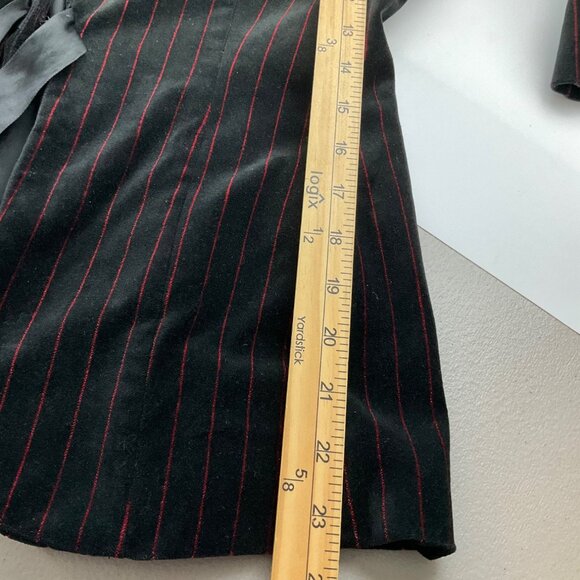 VTG Ann Taylor 4 P Black Pinstripe Red Velvet Blazer Jacket Bow Goth Whimsical - Picture 12 of 14